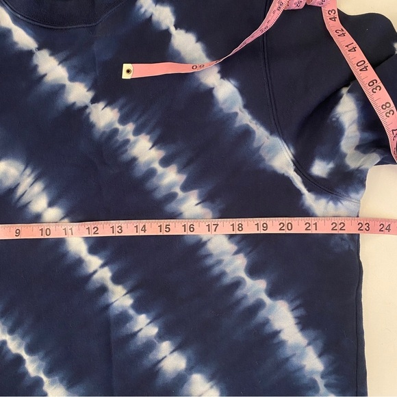 Tory Burch || Tory Sport Tie Dye French Terry Crew Sweatshirt Oversized Blue S - Picture 5 of 8
